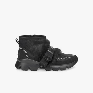 Ugg Fluff Punk Ankle Women Fashion Boots Black (8563XVBQA)